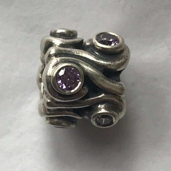 PANDORA Light Purple Stone Ocean Wave Charm - Picture 1 of 4